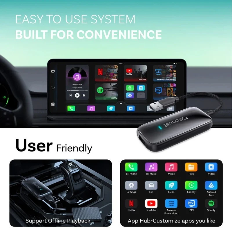 Ottocast Play2Video Ultra Multimedia Aibox Wireless Carplay Adapter AndroidAuto - Image 3 of 4