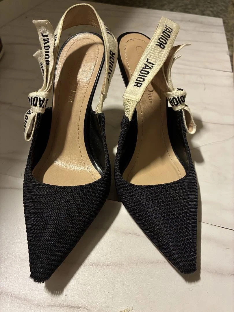 Christian Dior noir bout pointu talons hauts noir US6 authentique du Japon RA