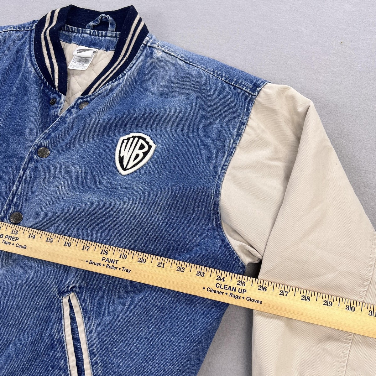 Vintage Warner Bros Jacket Mens Medium Blue Denim Varsity Looney