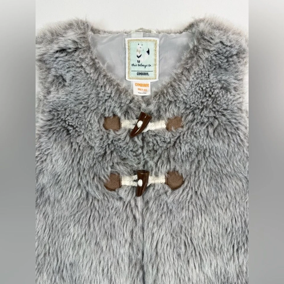 Chaleco GYMBOREE Niños Niñas Gris Imitación Piel Todo Arreglado Mezcla Poliéster Talla M Foto 4 de 4