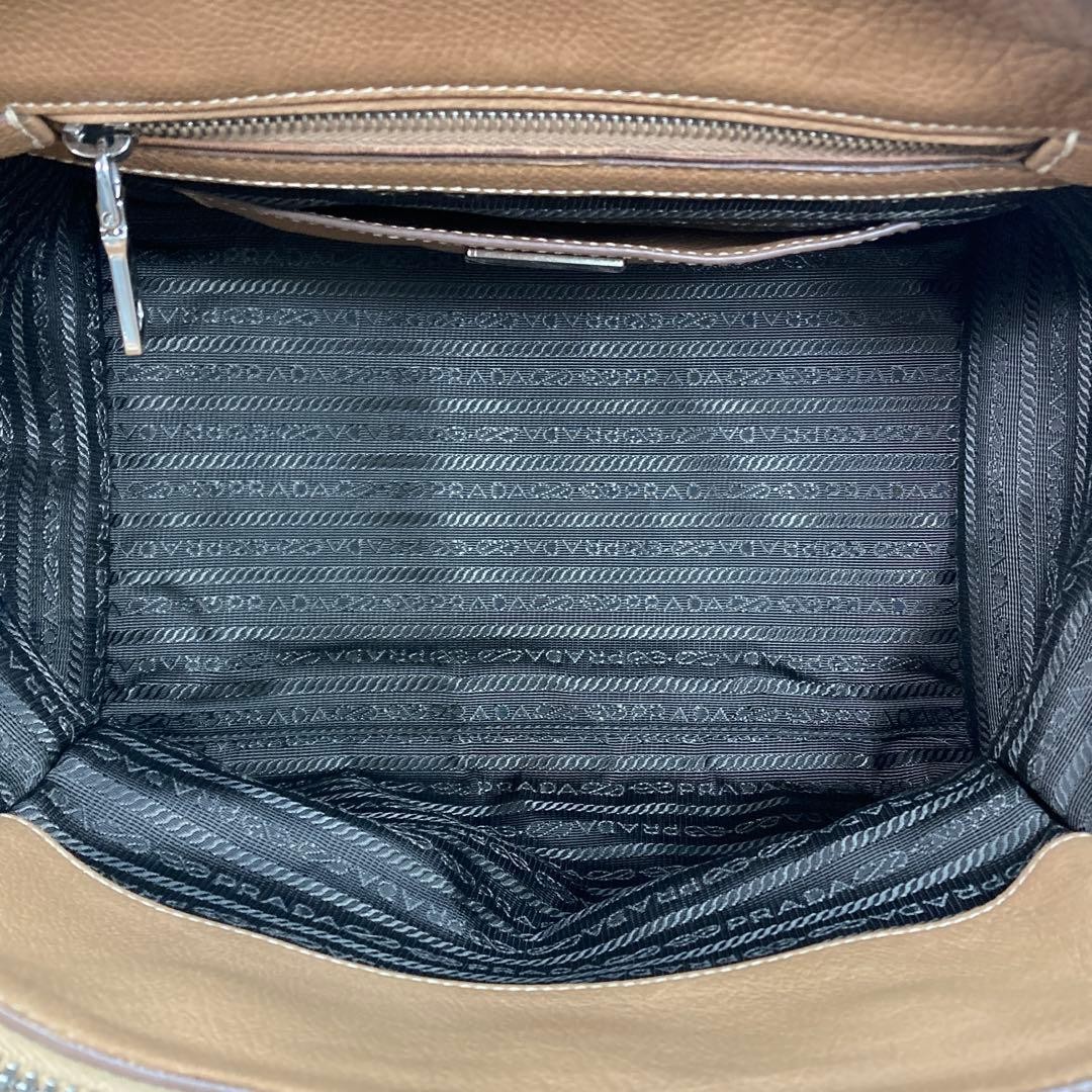 PRADA Studded Camel Leather 2 Way Bag B2625R thumbnail 14