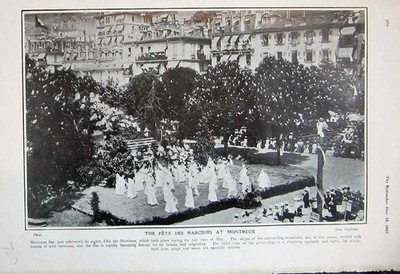 Alter antiker Druck 1907 Fete Des Narcisses Montreux Ballett Tanz Musik 20.