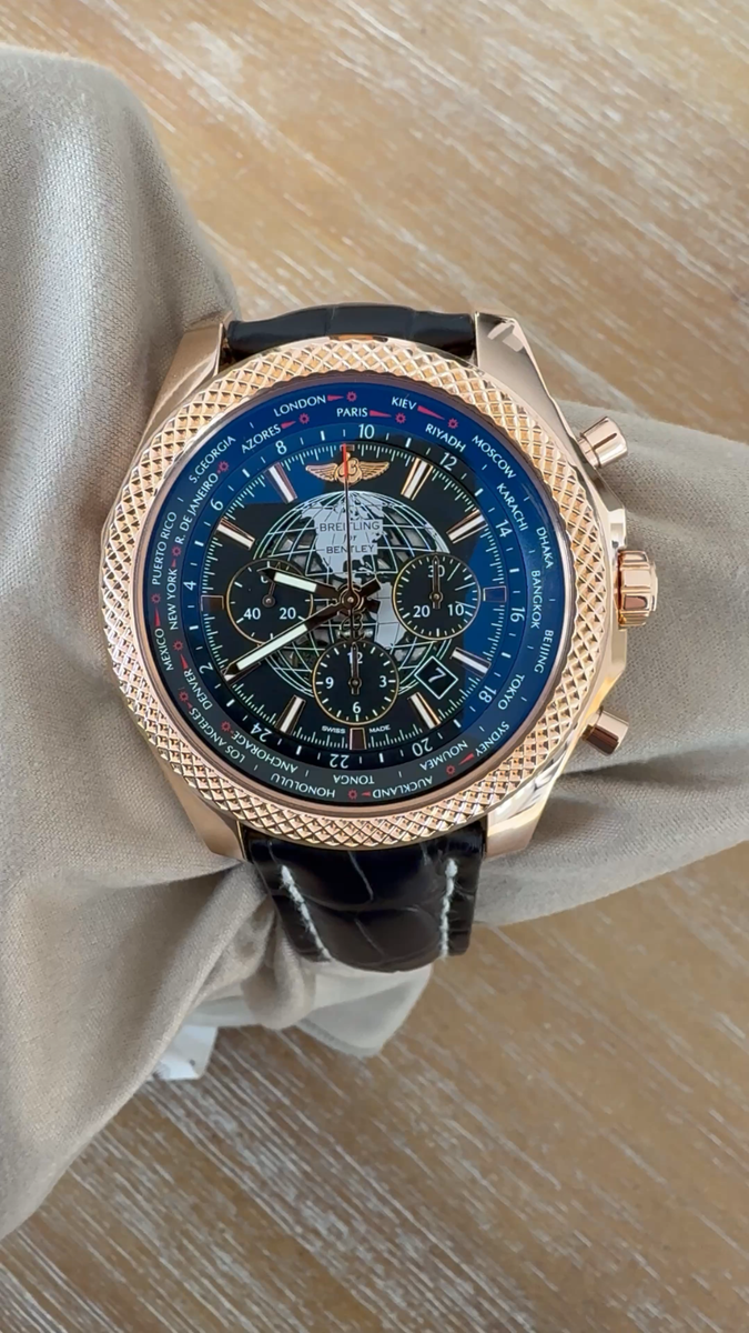 Breitling Bentley B05 Unitime Black Dial 18K Rose Gold Watch