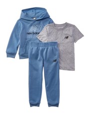 New Balance 3Pc Fleece Hoodie, T-Shirt Jogger Set
