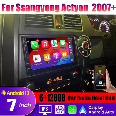 Wireless Carplay Android Auto Stereo Radio Head Unit For Ssangyong Actyon 2007+