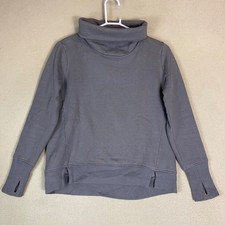 Athleta XS Gray Funnel Neck Thumb Hole Sweatshirt Pullover Athleisure Top