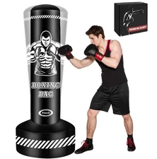 Freestanding Punching Bag with Stand, Men Standing Kickboxing Bag, Heavy Boxing