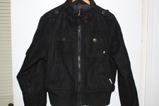 UNIONBAY Black Wool Blend Cargo Bomber Jacket Size L