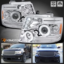 Fits 2007-2014 Chevy Tahoe Suburban Avalanche LED Halo Projector Headlights Lamp