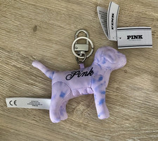 PINK Victoria's Secret Logo Dog Key Chain Purple Spotted Fabric/Metal, Women's