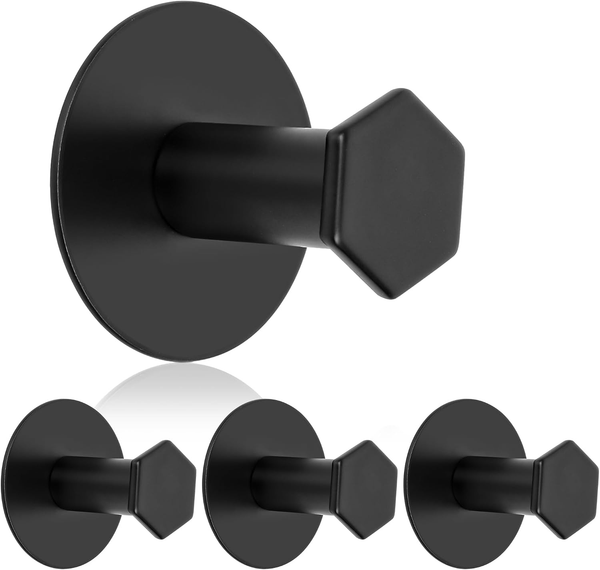 Klebehaken Handtuchhaken Ohne Bohren Selbstklebend 4 StüCk Schwarz | Haken Ohne-image
