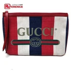 Gucci — GUCCI 524788 Logo Biadela Silvy Stripe Men s Clutch Bag Leather From Japan