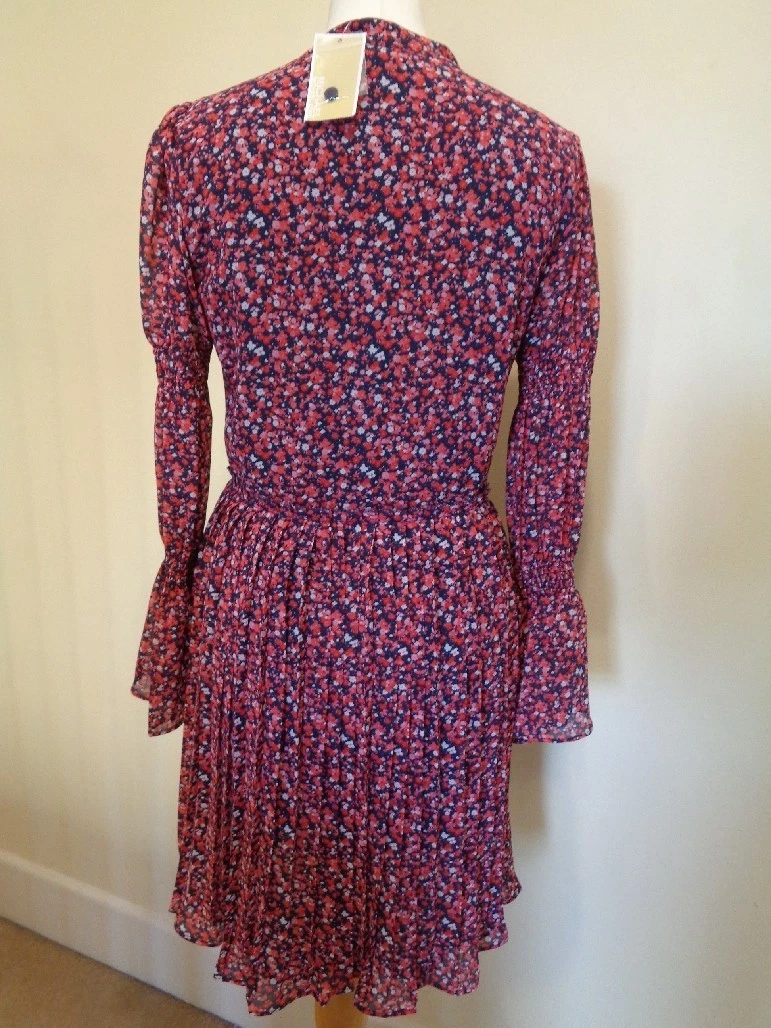 MICHAEL KORS NUOVISSIMO ABITO MULTICOLORE DITSY FLOREALE CON GONNA PLISSETTATA XS