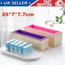 Silicone Soap Moulds with Wooden Box Rectangle Loaf Mould for DIY Craft Making