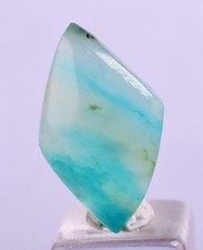 4carats BLUE OPAL CABOCHON Pendant Wire Wrap Caribean Turquoise Color Peru B109