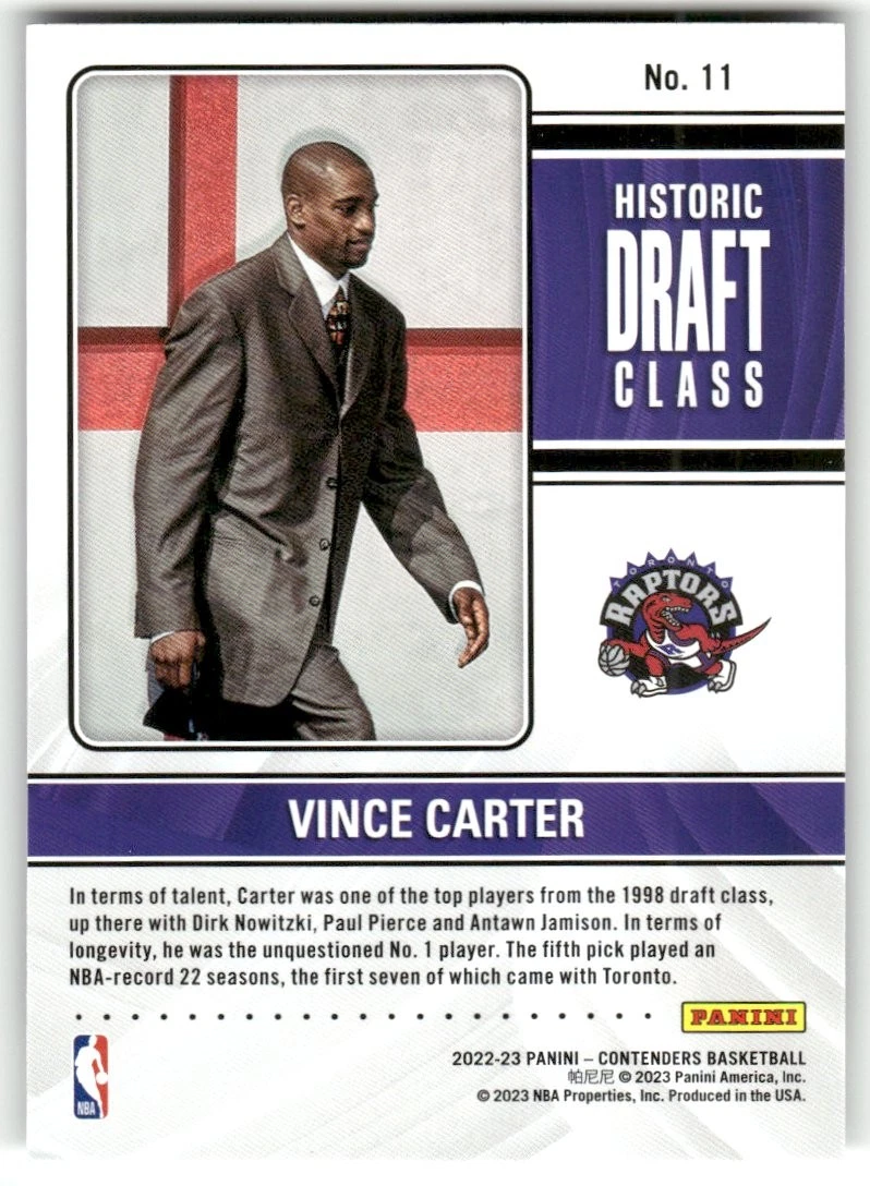 Vince Carter - 2022-23 Panini Contenders Basketball - Toronto Raptors #11