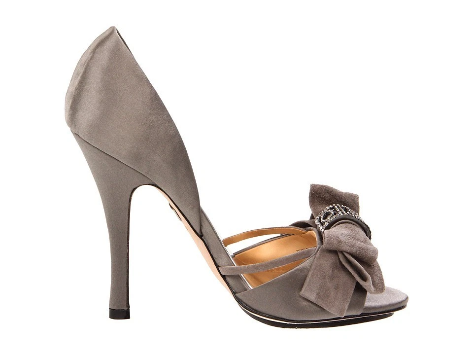 Badgley Mischka Babette Tacones D'orsay Bombas Satén/Gamuza Zapatos Gris 9,5 NUEVO Foto 3 de 3