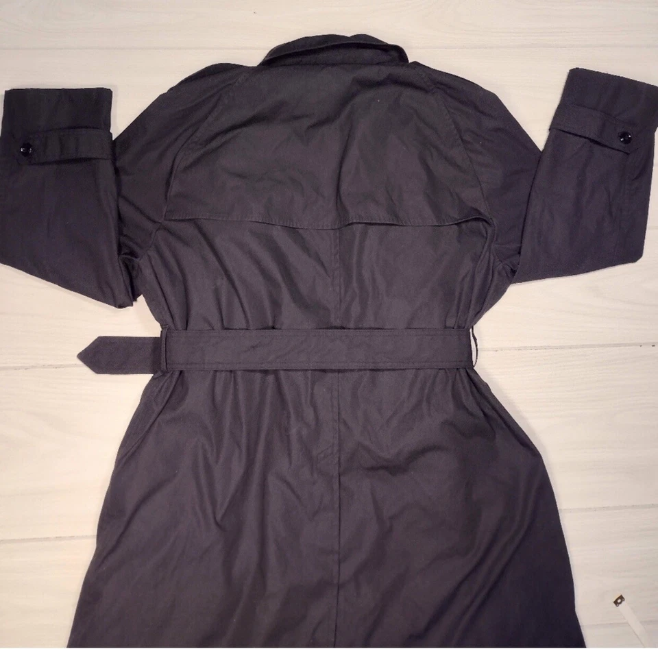 DSCP Militar Guarnición Trench Gris Oscuro Negro Cremallera Forro Cinturón Largo Para Hombre 44 Foto 4 de 4