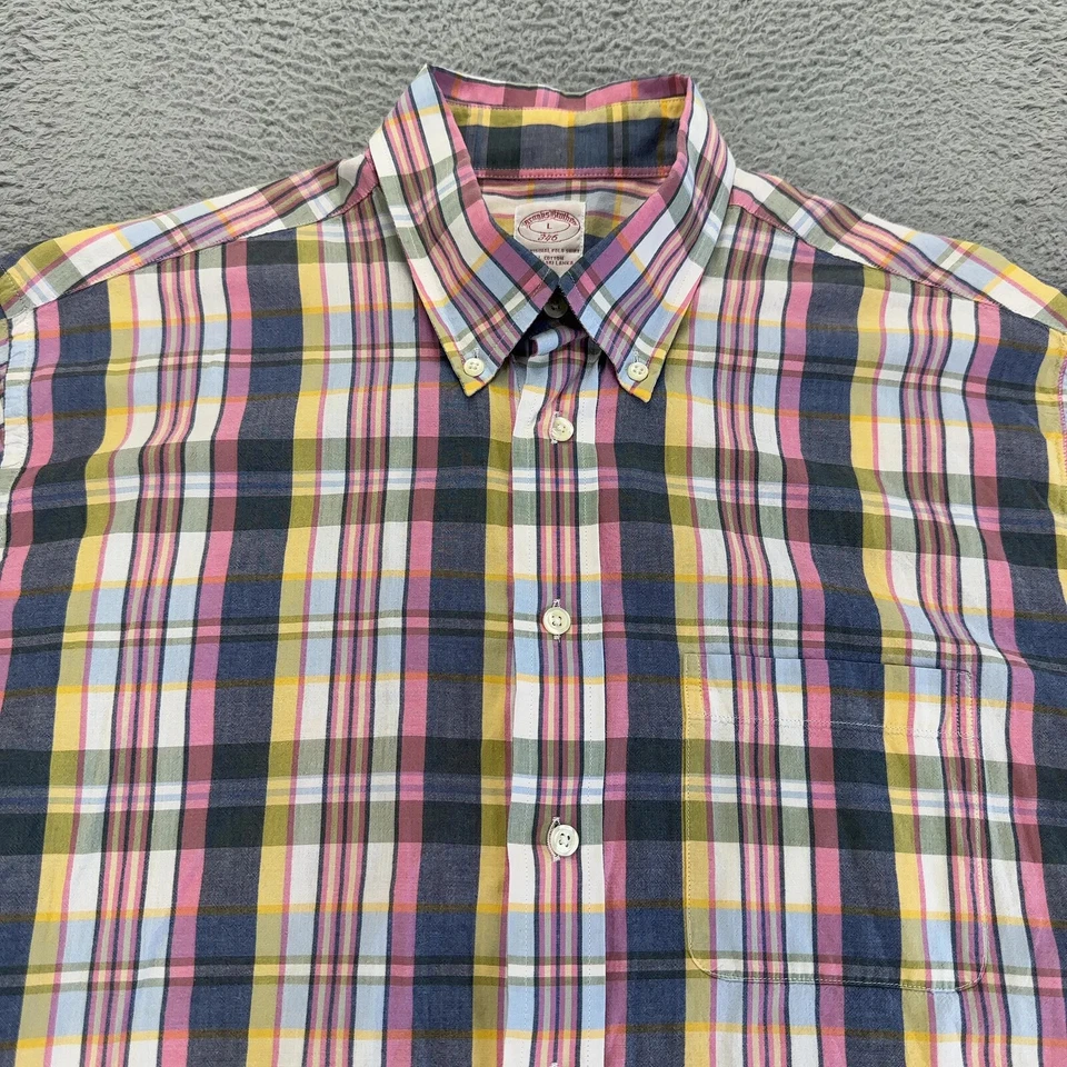 Brooks Brothers Shirt Mens Large Multicolor Madras Plaid 346 Button Down Preppy - Image 2 of 4