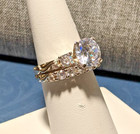 Sterling Silver Cubic Zirconia Engagement Ring Set - Size 7