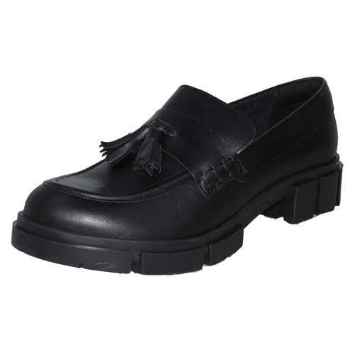 Femmes Clarks' Teala Mocassin' Épais Chaussures Cuir Noir à Enfiler - Picture 3 of 12