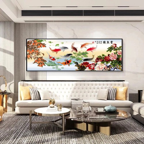 Abstract Nine Koi Fish Landscape Canvas Painting Canvas Wall Art Posters & Print - Bild 2 von 6