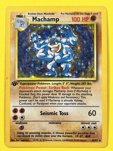Juego de cartas coleccionables Pokémon 1999 - 8/102 Machamp Holo primera edición conjunto base  - Imagen 1 de 2