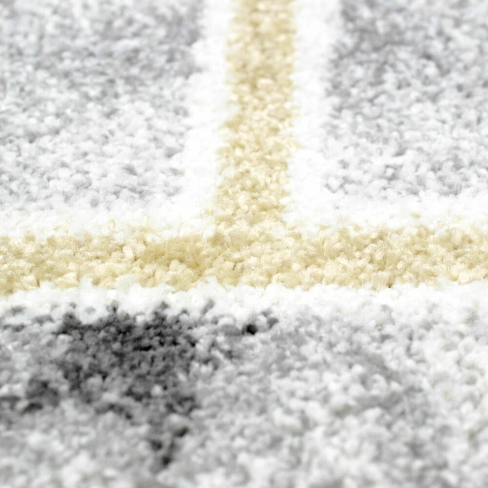 Tapis Design Couloir Salon - facile à nettoyer - style marbre or gris crème - Photo 4/4