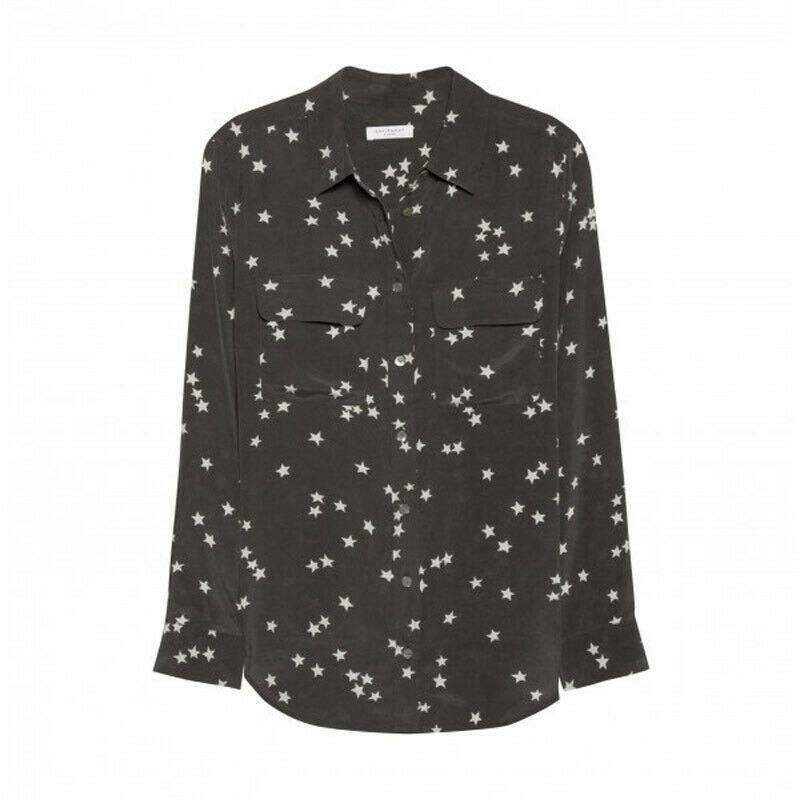 Star Print Womens 100% Real Silk Blouse Lady Shirts Blouse Long ...