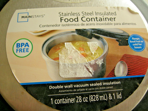Mainstays 28 oz Round Insulated Food Container, Stainless Steel - Vacuum Sealed - Picture 5 of 8