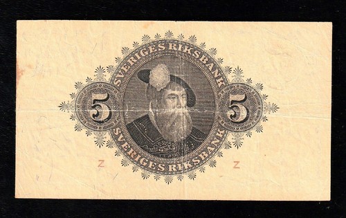 Sweden Sveriges Riksbank 5 Kronor 1952 P-33 * King Gustav * Bank Note - Picture 2 of 2