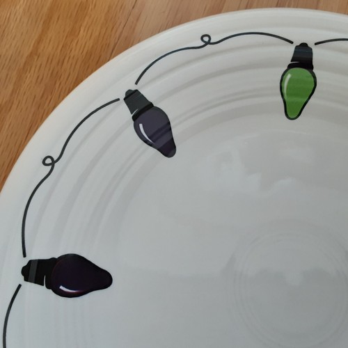 RARE. ERROR Fiesta Christmas Lights Plate 8", 2 Purple , No Cinnabar, W/ tag - Picture 4 of 6