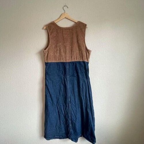 Vintage Dress Extra Large Corduroy and Jean Button Front Studio 25 - Picture 2 of 8