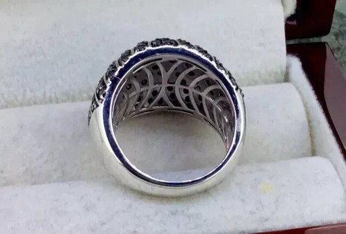 2.50 Ct Round Cut Lab-Created Black Diamond Men's Ring 14k White Gold Plated - 第 3/6 張圖片
