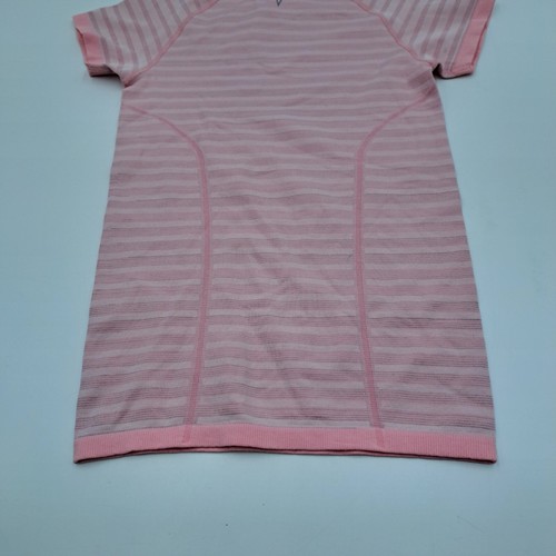 Ivivva Shirt Girls Large Pink Stripe Swiftly Tech Running Short Sleeve Pullover - Picture 7 of 7