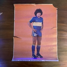 Diego Maradona 1981 Boca Juniors Signed Póster Vintage  With COA Argentina