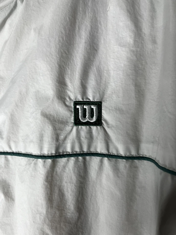 Wilson Hombre XL Chaqueta Blanco Cortavientos Años 90 Cremallera Completa Verde Deportes  Foto 4 de 4