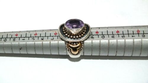 Anello vestito donna argento sterling 925 e pietra viola taglia UK N - Foto 5 di 6