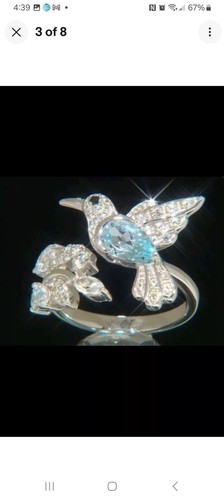 Sterling Silver Blue Topaz Hummingbird Ring Size 7 - Picture 12 of 18