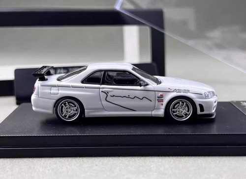 NISSAN SKYLINE GT-R R34 V-SPEC MINES WHITE 1/64 CAR BY MY MODEL COLLECT MC - 第 10/11 張圖片