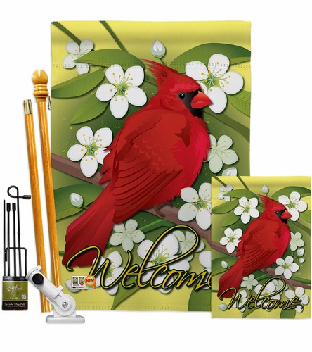 Bandiera da giardino cardinale uccellini amici decorativa piccolo regalo cortile casa striscione - Foto 5 di 17