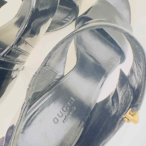 Gucci Zipper Heels Stilettos Sandals Strap Patent Designer High End Black 37.5 - 第 6/12 張圖片