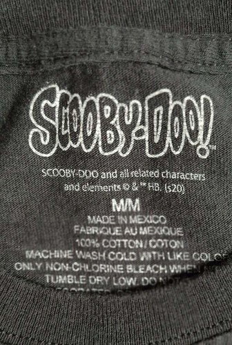 Adult Mens Sz M Scooby Doo T-Shirt Graphic Black Raw Edge Hem Cotton Short Sleev - Picture 2 of 3