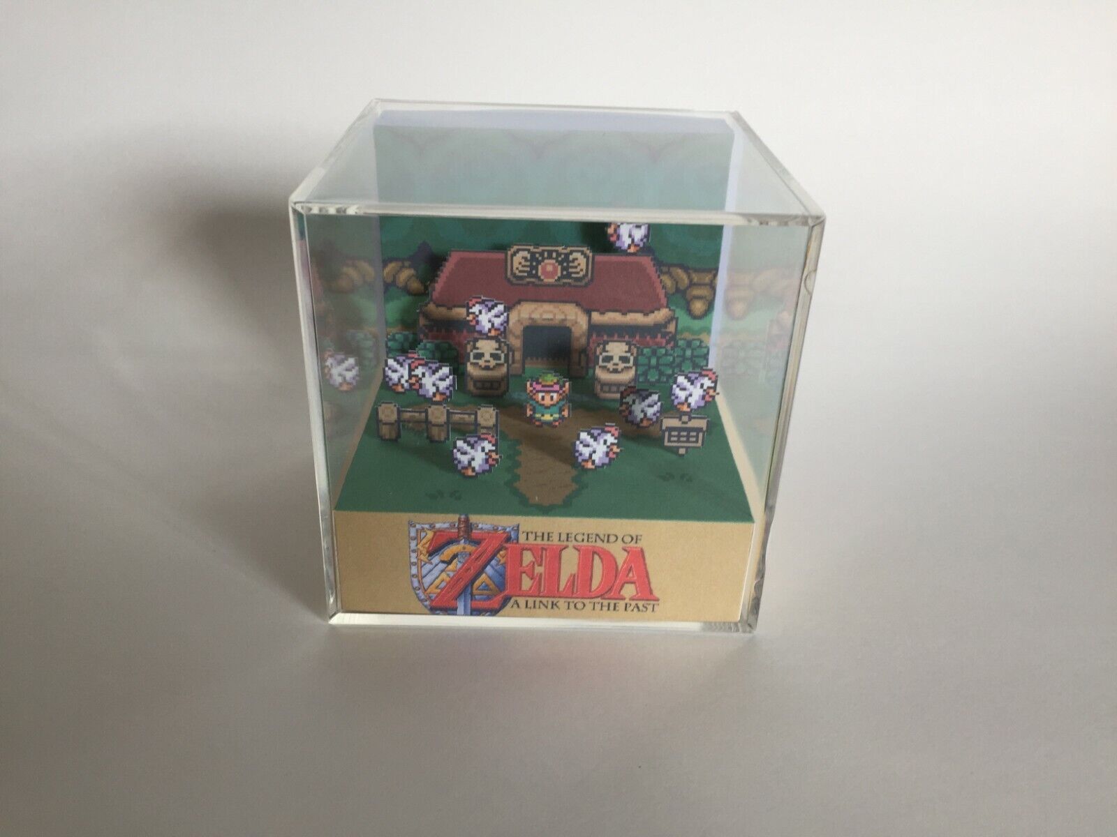 The Legend of Zelda Link to the Past Ocarina Scene Shadow Box Diorama Cube  SNES