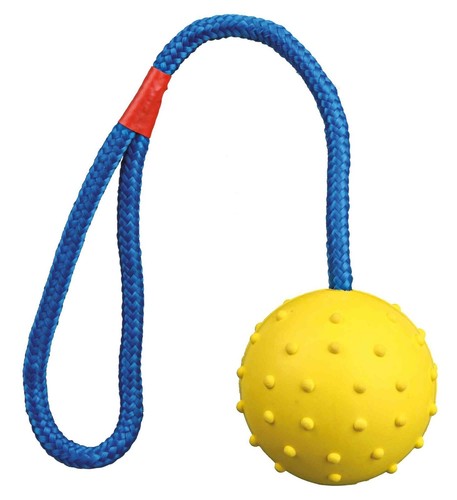 Dog Toy Ball on Rope Natural Rubber - Picture 11 of 19