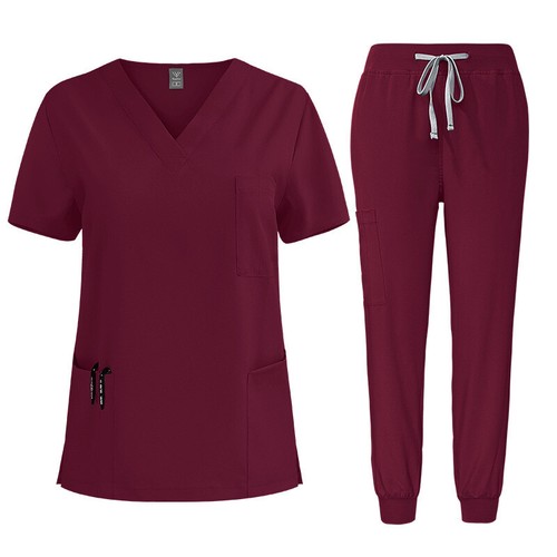 Cozy Medical Nursing Women Scrub Uniform Set V-Neck Jogger NiaaHinn Scrub Unisex - Bild 27 von 29