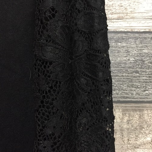 Calvin Klein Sweater Dress Women’s Petite XS Black Lace Sleeves Knit (Read) - Picture 10 of 12
