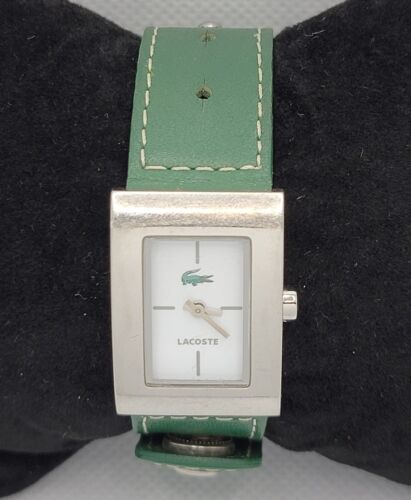 Ladies Lacoste Classic Tank Silver Tone Green Leather Watch LC.43.3.14.2207 L2 - Picture 4 of 10