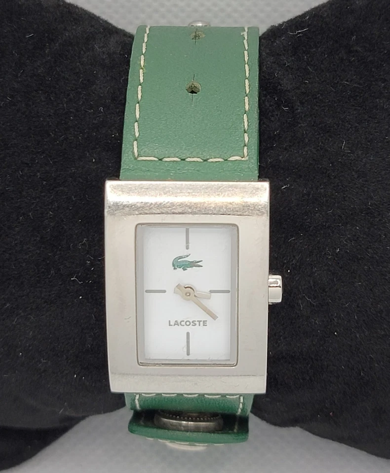 Ladies Lacoste Classic Tank Silver Tone Green Leather Watch LC.43.3.14.2207 L2 - Image 4 of 4