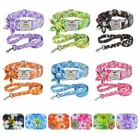 Flower Personalized Dog Collar and Leash Engraved Name ID Tag Small Large Gift